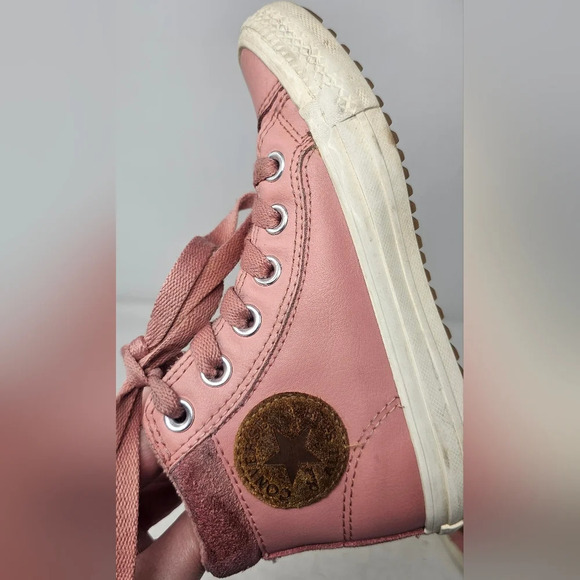 Converse All Star Chuck Taylor Hi Tops Pink Leathe Juniors Size 13 - Picture 5 of 12